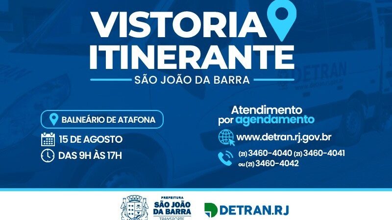 Detran faz vistoria itinerante dia 15 em SJB
