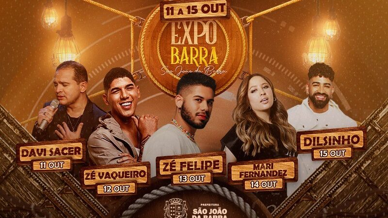 Definidas as atrações musicais nacionais da ExpoBarra