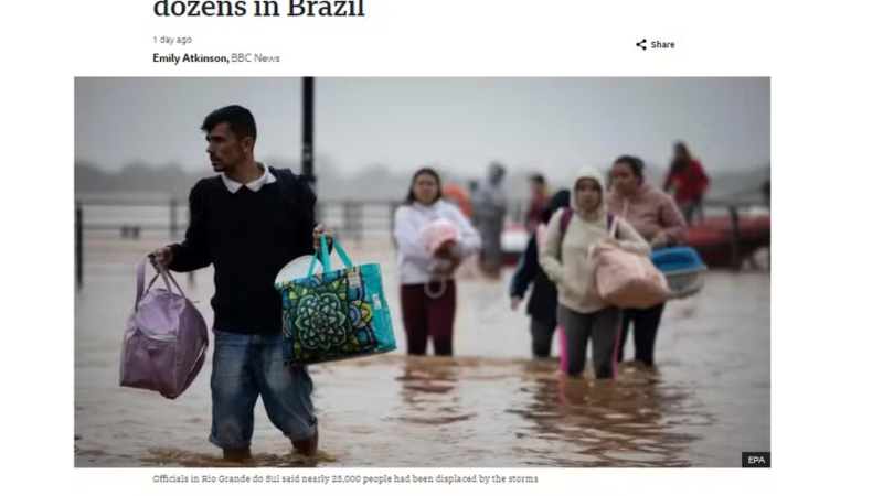 ‘Enchentes históricas’, ‘evento climático extremo’, ‘sul isolado’: imprensa internacional repercute tragédia no RS