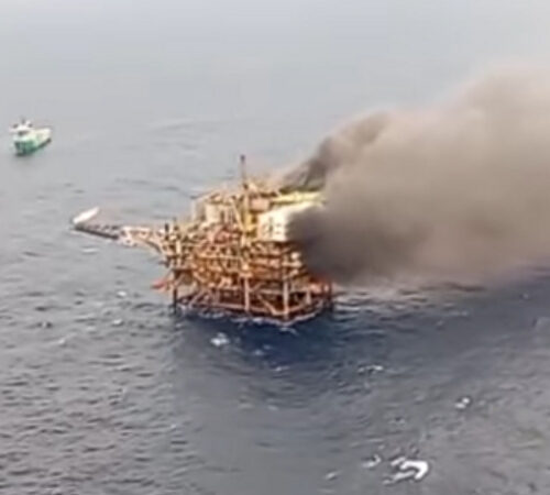 Controlado incêndio seguido de explosão em plataforma na Bacia de Campos