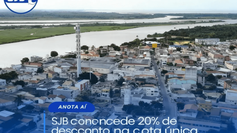 SJB concede 20% de desconto na cota única do IPTU 2026