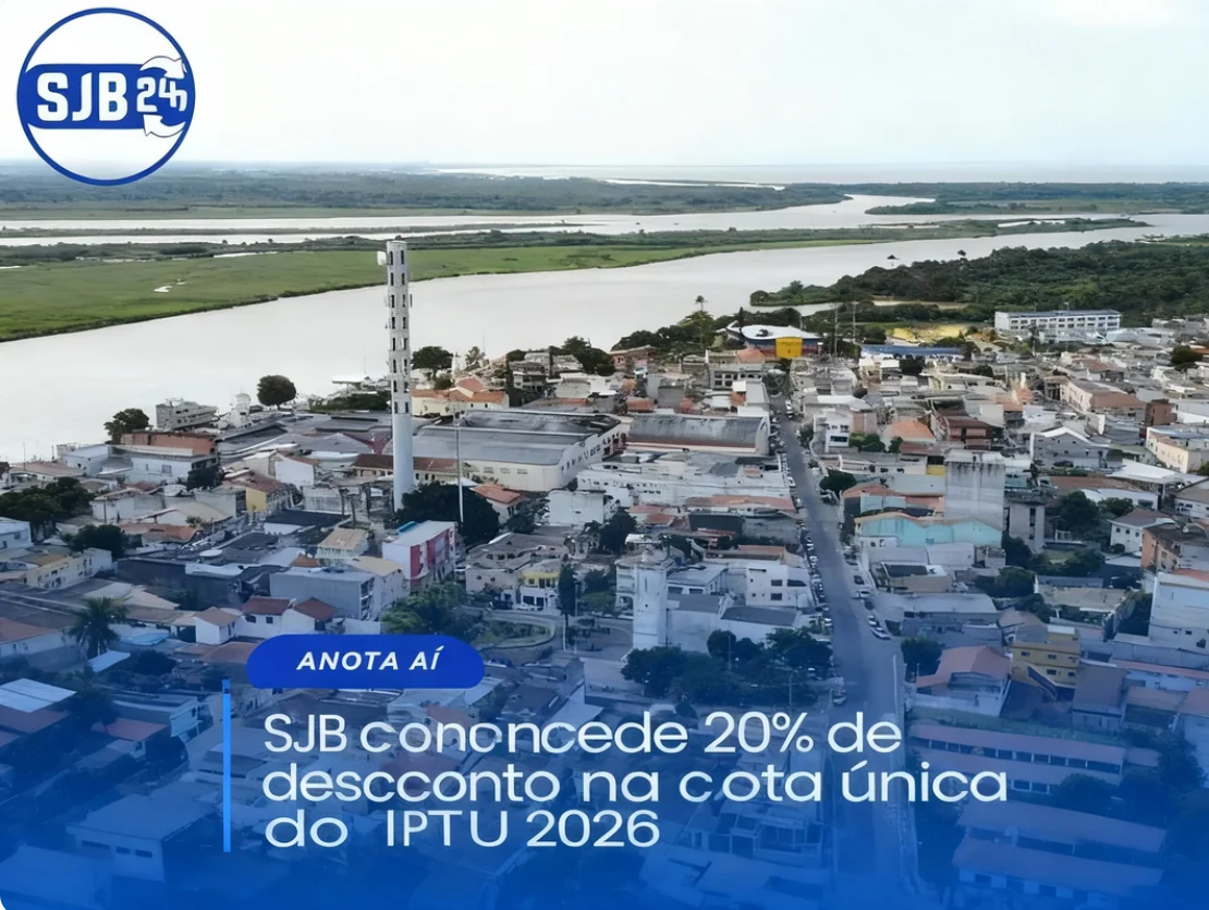 SJB concede 20% de desconto na cota única do IPTU 2026