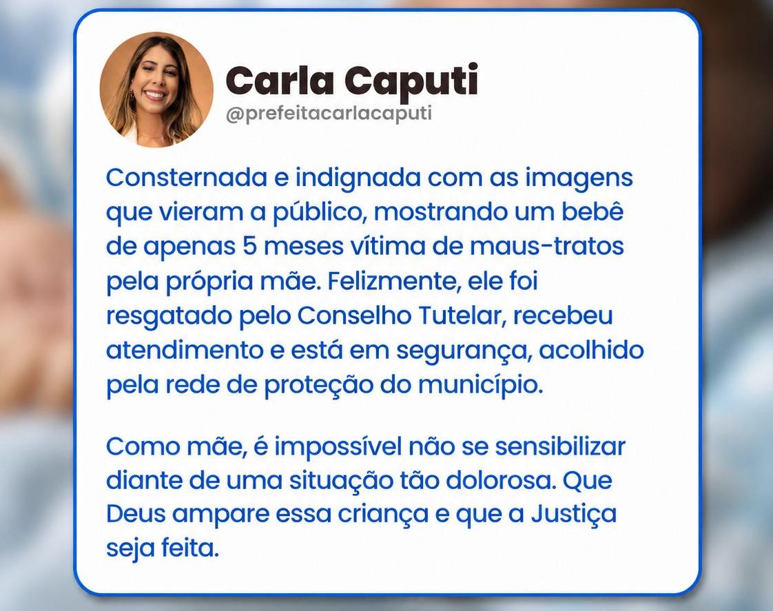 Prefeita se manifesta com indignação sobre caso de agressão contra bebê no Açu