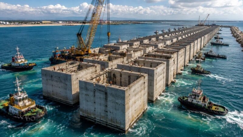 Porto do Açu utiliza tecnologia inédita no Brasil para construir quebra-mar de 3,8 quilômetros
