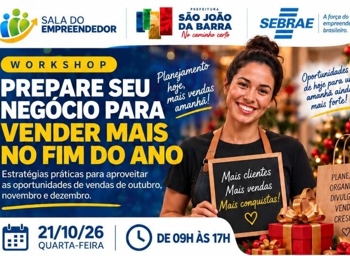 Workshop voltado a vendas de fim e ano acontece nesta quarta-feira em SJB