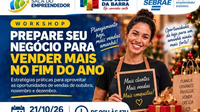 Workshop voltado a vendas de fim e ano acontece nesta quarta-feira em SJB