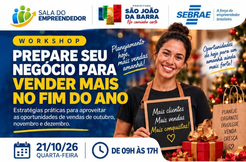 Workshop voltado a vendas de fim e ano acontece nesta quarta-feira em SJB